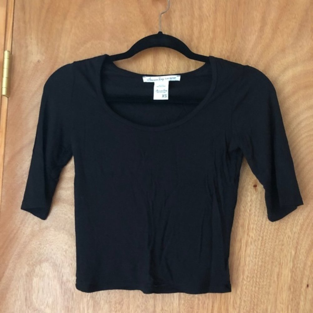 American Rag Black Half-Sleeve Top